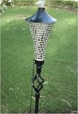 72 Inch (set Of 6) Silver Conical Disco Mosaic Outdoor Garden Tiki Torches