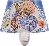 Shells - Ocean Theme Hand Painted Stained Glass 3 Sided Nightlight