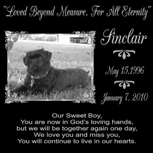 12 x 12 Lazer Gifts Personalized Our Sweet Boy Black Granite Pet Memorial Marker Style Sinclair