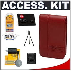 Casio Exilim EX-CASE-80 Leather Case (Red) + Spare NP-20 Battery + Accessory Kit for Casio... by Casio