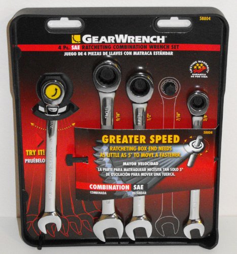 gearwrench 4-piece standard ratcheting combination wrench set, # 58804