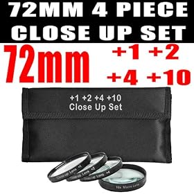 DM Optics 72mm +1 +2 +4 +10 Close-Up Macro Filter Set with Pouch For The Sony 20mm, 85mm For Any Of These Sony A230 A290 A350 A380 A390 A700 A850 A900 SLTA33 SLTA55V SLR Cameras