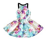 Spring Summer Sleeveless Linen Fitted Backless Floral Print  Dress