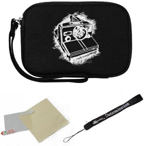 Black Canvas Protective Soft Cover Carrying Case Sleeve with Internal Mesh Pocket // Fits Anywhere// for Compact sizes fitted for Hewlett Packard CW450 CW450t PW460t SW450 BenQ E1260 Point and Shoot Digital Camera + a Blue-Black 6 Inch Mini Tripod + an Anti Glare Screen Protector