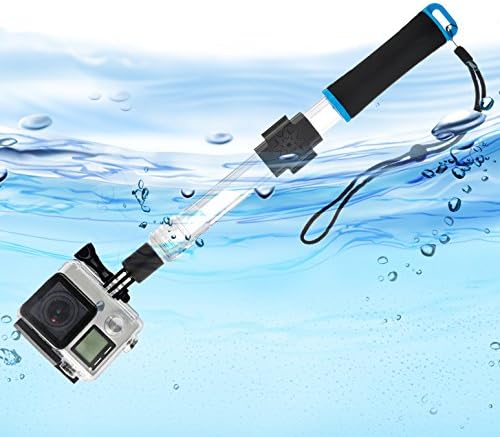 YOCI Transparent monopod Waterproof Telescopic Pole Floating Grip for GoPro Hero 4 Session 3+ 3 SJCAM SJ4000 Xiaomi Xiaoyi Yi Extended from 14" to 21" with Cradle for wifi Remote (Blue)