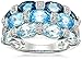 Amazon Essentials Sterling Silver, London Blue Topaz, Swiss Blue Topaz, Light Blue Topaz, and Diamond Ring, Size 7, (previously Amazon Collection)