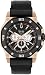 Rose Gold Tone Stainless Steel Marine Star Quartz Black Dial Bezel Strap