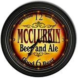 MCCLURKIN 'S Beer and Ale Cascading Pub Wall Clock