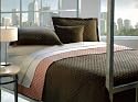 POTTERY BARN REVERSIBLE FINELY STITCHED ESPRESSO BROWN QUILT SET W/ SHAMS , FULL / QUEEN, ROSE
