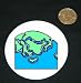 3 button / pin printed with supercontinent, sphere, connecting, meeting, continents, globe, merging, ocean, geography, world