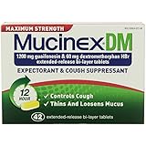 Mucinex DM Maximum Strength 12-Hour Expectorant and Cough Supressant Tablets, 84 Count Pack