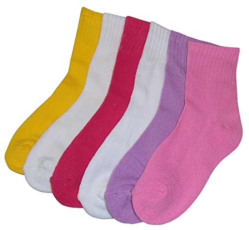 N'Ice Caps Big And Little Girls Cotton/Spandex Casual Crew Sock 6PC Pack