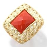 14K Gold Textured Faceted Coral Ring