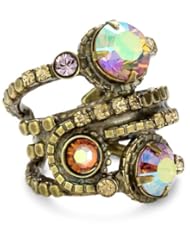 Sorrelli "Mirage" Stacked Circular Crystal Gold-Tone Adjustable Ring