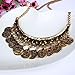 QIYUN.Z Tribal Jewelry Flat Round Dangle Coin Tassel Pendant Chain Necklace For Women