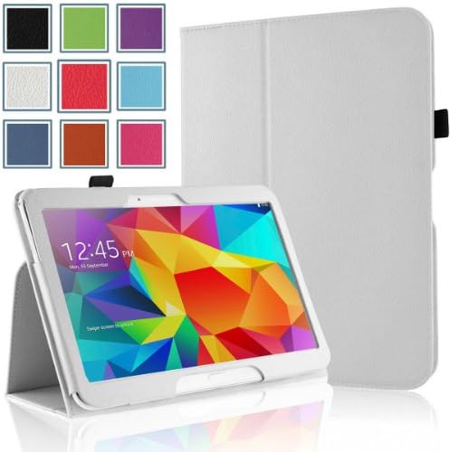 Pellem 2014SDW Samsung Galaxy Tab 4 10.1 Case - Folio Classic Leather Case Cover for Samsung Galaxy Tab 4 10.1 Inch Tablet, White