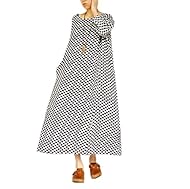 Silk Checkered Print Spring Maxi Dress 