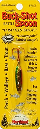 Northland Fishing Tackle Buck-Shot Ice Fishing Rattle Spoon, Assorted Sizes & Colors for Walleye, Perch, Panfish, & Trout