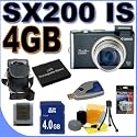 Canon PowerShot SX200IS 12MP Digital Camera w/12x Wide Angle Optical IS Zoom (Black) 4GB BP5L Battery BigVALUEInc Accessory Saver Bundle