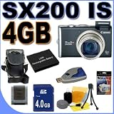 Canon PowerShot SX200IS 12MP Digital Camera w/12x Wide Angle Optical IS Zoom (Black) 4GB BP5L Battery BigVALUEInc Accessory Saver Bundle