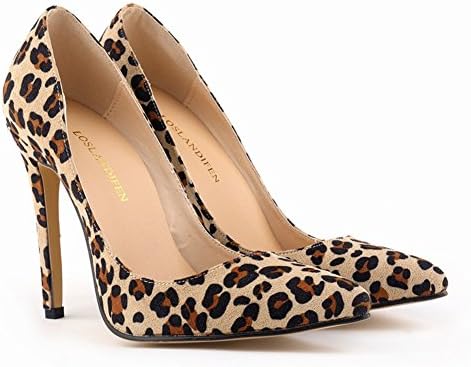 Ashlen Women's Faux Leather Pointy Toe Snake Print High Heel Pumps Leopard 7.5