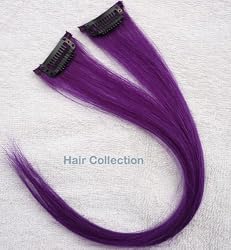 Hair Collection-12" Purple 100% Human Hair Clip in on Extensions - 1.75"widex2pcs