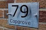 House Number Sign/Plaque Brushed Aluminium & Acrylic Outdoor Living