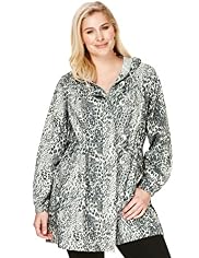 Plus Shower Resistant Hooded Animal Print Parka