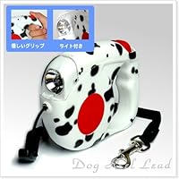 犬の散歩に■伸びたり縮んだり犬のリード(散歩ひも)■ライト付きリールリード（斑）
