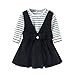 BOBORA Toddler Baby Girls Long Sleeve Striped Shirt + Tutu Dress 2PC Outfit