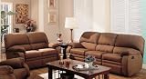 2pc Motion Sofa and Loveseat Set Padded Arms Chocolate Microfiber