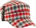 CD464 Wool Red Plaid Military Cadet Hat With Side Buttons for women medium large. photo
