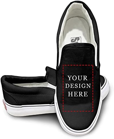 Unisex Add Image or Text Personalized Printed Canvas Shoes Custom Fashion Casual Sneaker,White/Black