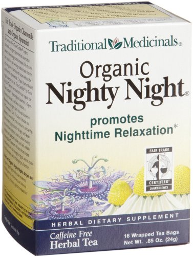 Traditional Medicinals Organic Fair Trade Certified Nighty Night Herbal Tea, 16-Count Wrapped Tea Bags (Pack of 6)