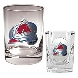 Colorado Avalanche NHL Rocks Glass & Square Shot Glass Set - Primary Logo