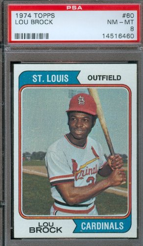 1974 Topps Baseball Card #60 Lou Brock St Louis Cardinals PSA 8 NM-MT