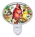 Amia Hand Painted Glass Night Light, Holiday Songbird and Cardinal Design, 4-3/4-Inch, Multicolored