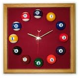 12in Square Billiard Clock Oak & Burgandy Mali Felt
