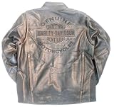 Harley-Davidson® Men's Roadway Brown Leather Jacket. Midweight. Embroidery and Leather Appliqué graphics. HD 98002-11VM