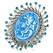 March Birthstone Sunflower Pale Blue Beauty Cameo Brooches And Pins Vintage