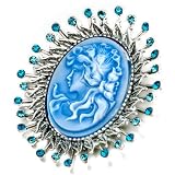 Pugster March Birthstone Sunflower Pale Blue Beauty Cameo Brooches And Pins Vintage