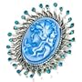 March Birthstone Sunflower Pale Blue Beauty Cameo Brooches And Pins Vintage