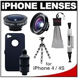 iPro Lens System for Apple iPhone 4 & 4S with Case, Handle, Fisheye & Wide-Angle Lenses + Flexible Tripod + Accessory Kit