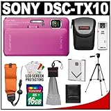 Sony Cyber-Shot DSC-TX10 Shock & Waterproof Digital Camera (Pink) with 16GB ....
