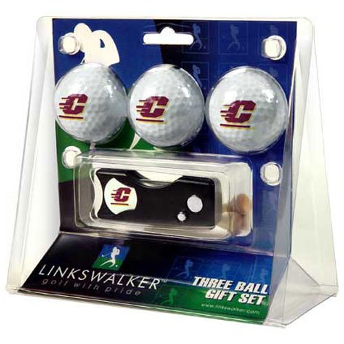Central Michigan Chippewas NCAA 3 Golf Ball Gift Pack w/ Spring Action Divot Tool