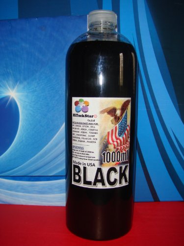 1000ml 33.7oz HiTeckStar Refill Ink 1 Black Color Compatible for All Cartridges: HP Canon Epson Dell Lexmark Xerox Brother. Included 1 kit (1 syringe, 1needle, glove, pin-head)