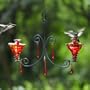 Parasol CH2GLFR-B Mini-Blossom Double Chandelier Blown Glass Hummingbird Feeder - Flame Red