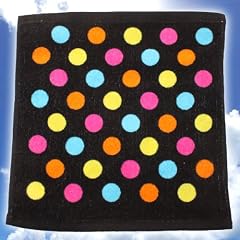 【DotMultiBlack】【5枚で1050円】新作・使いやすい大きさ・プリントデザイン・ハンドタオル・ふんわり・スポーツに海にプールにお風呂に・使い心地満点！