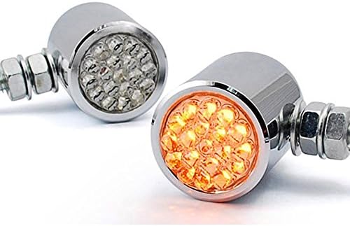 PUSH CART 2x JDM Style Chrome Plated Billet Aluminum 19 Amber LED Turn Signal Running Light Blinker Indicator Side Marker 8mm