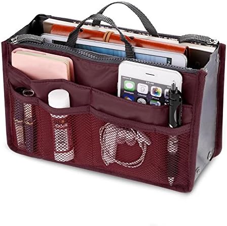 Justcosy Bag in Bag Insert Toilery Storage Bag (Dark Red)